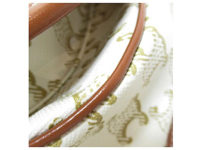 Céline Celine White Medium Triomphe Coated Canvas Folco Crossbody Bianco Crudo - vista 7