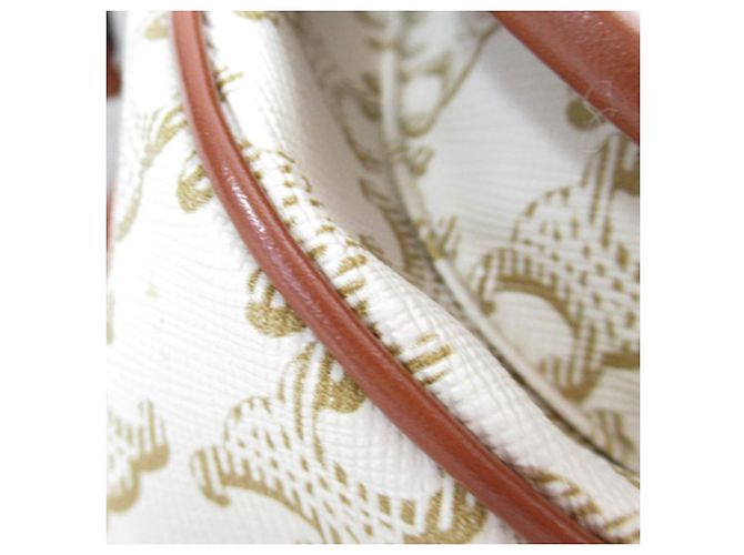 Céline Celine White Medium Triomphe Coated Canvas Folco Crossbody Bianco Crudo - vista 8