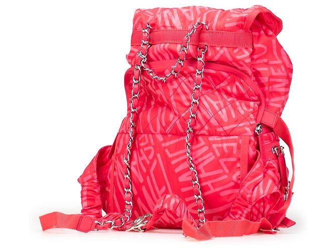 Zaino convertibile Chanel Coco Neige in nylon stampato rosa - vista 2