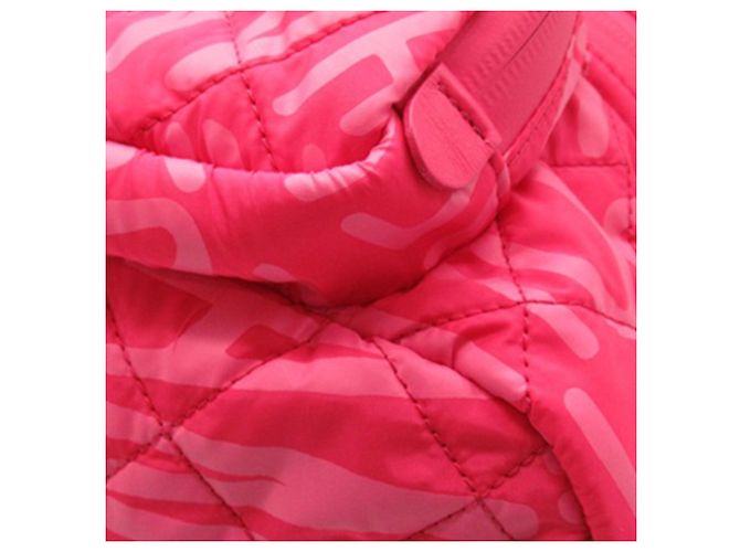 Zaino convertibile Chanel Coco Neige in nylon stampato rosa - vista 8