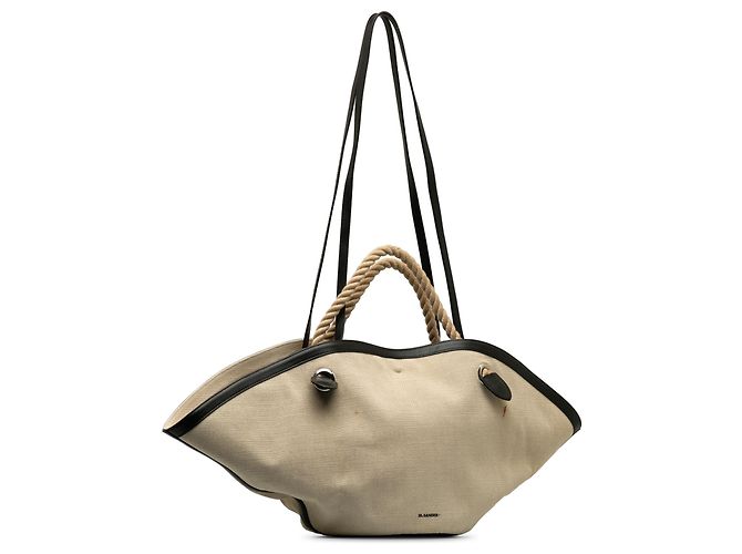 Borsa Jil Sander Sombrero Satchel in tela beige - vista 2