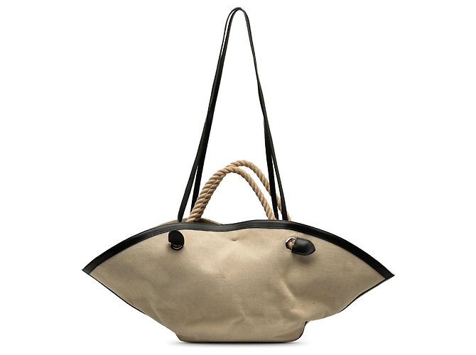 Borsa Jil Sander Sombrero Satchel in tela beige - vista 3