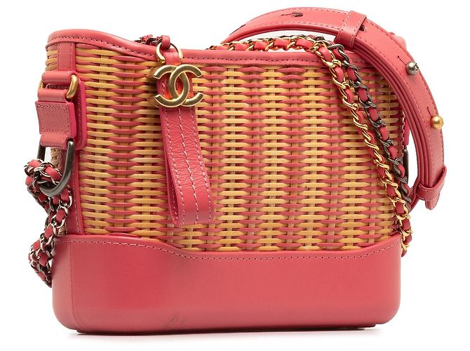 Chanel Gabrielle Crossbody in rattan rosa, piccola - vista 2