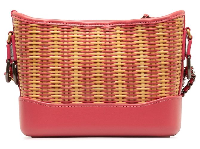 Chanel Gabrielle Crossbody in rattan rosa, piccola - vista 3
