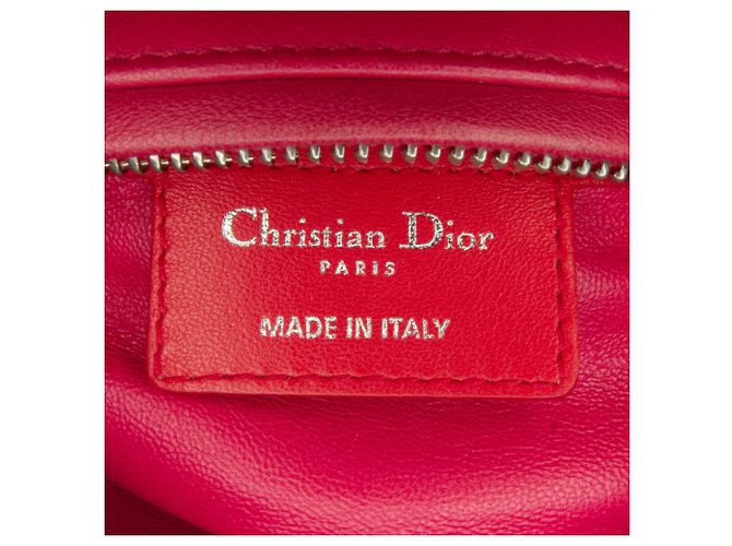 Lady Dior aus zweifarbigem orangefarbenem Lammleder, Größe Medium - Ansicht 7