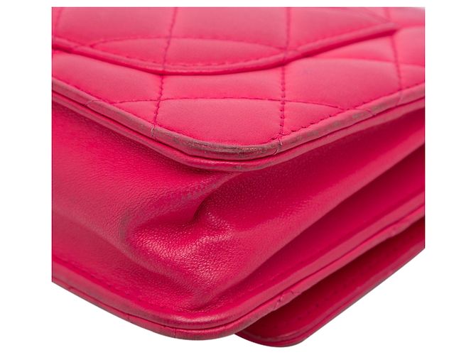 Wallet On Chain Portafoglio con catena in agnello classico rosa Chanel - vista 11