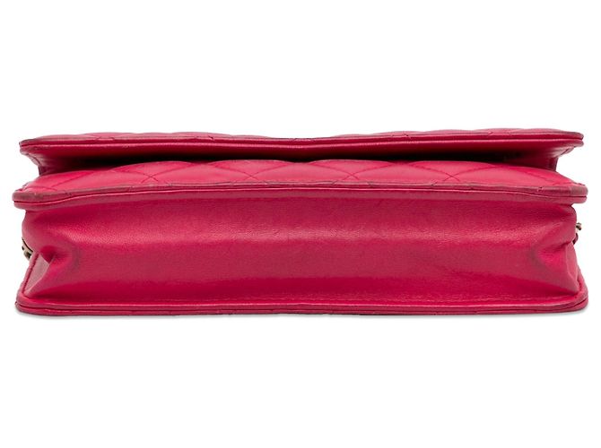 Wallet On Chain Portafoglio con catena in agnello classico rosa Chanel - vista 5