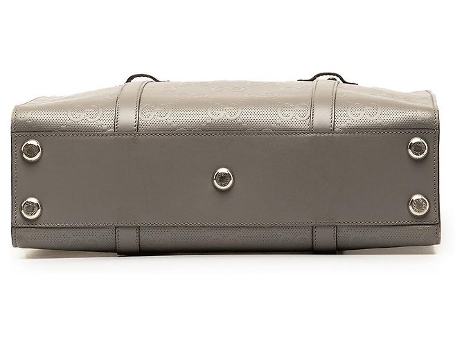 Tote vertical em couro com relevo GG cinza Gucci Marrom - vista 4