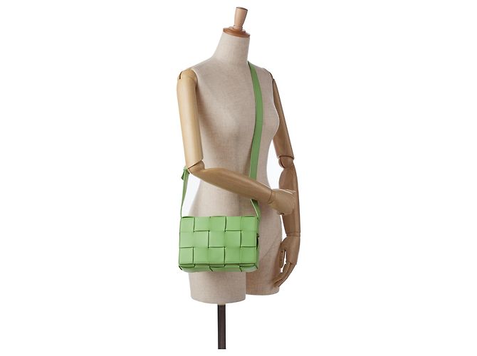 Bottega Veneta Borsa a tracolla Cassette in nappa Intrecciato verde - vista 11