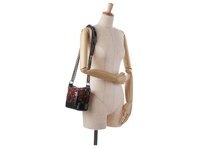 Chanel Gabrielle Crossbody Small Brown Sequin Marrone Nero Bronzo - vista 10