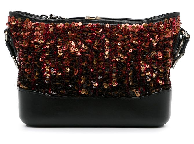 Chanel Gabrielle Crossbody Small Brown Sequin Marrone Nero Bronzo - vista 4