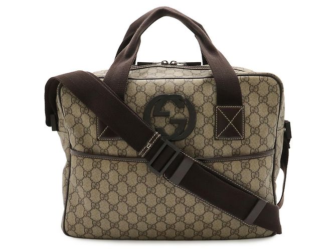 Borsa a tracolla Gucci GG Supreme con logo Interlocking G Beige Cachi Marrone scuro - vista 2
