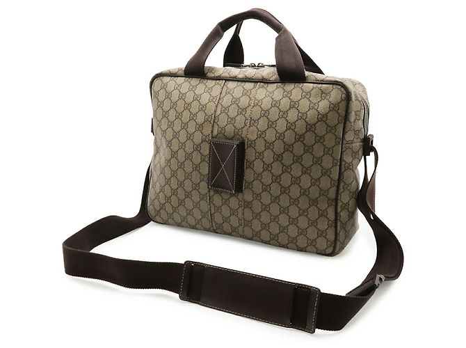 Borsa a tracolla Gucci GG Supreme con logo Interlocking G Beige Cachi Marrone scuro - vista 3