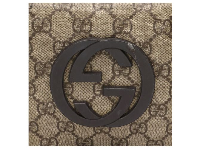 Borsa a tracolla Gucci GG Supreme con logo Interlocking G Beige Cachi Marrone scuro - vista 5