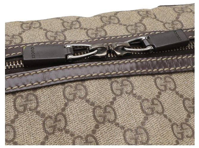 Borsa a tracolla Gucci GG Supreme con logo Interlocking G Beige Cachi Marrone scuro - vista 6