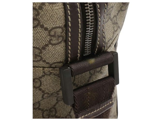 Borsa a tracolla Gucci GG Supreme con logo Interlocking G Beige Cachi Marrone scuro - vista 7