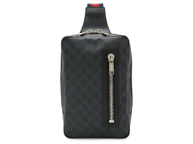 Borsa a tracolla GUCCI GG Supreme Web Stripe Marrone Nero Rosso Blu navy - vista 2