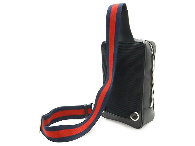 Borsa a tracolla GUCCI GG Supreme Web Stripe Marrone Nero Rosso Blu navy - vista 3