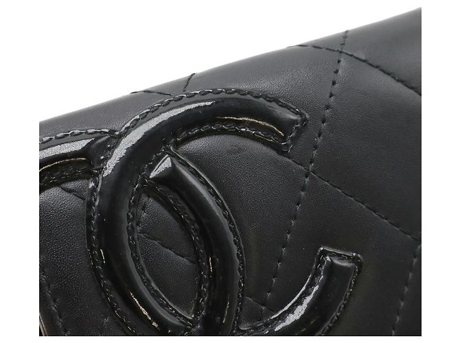 Tarjetero de piel esmaltada negra Chanel Cambon Line Negro - vista 6