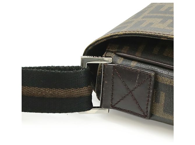 Fendi Schultertasche Zucca Muster Khaki Dunkelbraun - Ansicht 9