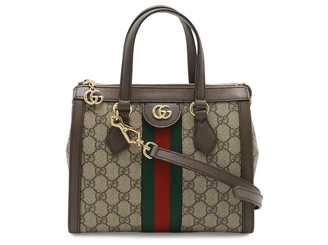 Borsa Tote Piccola Ophidia GG Supreme GUCCI Marrone Rosso Beige Verde - vista 2
