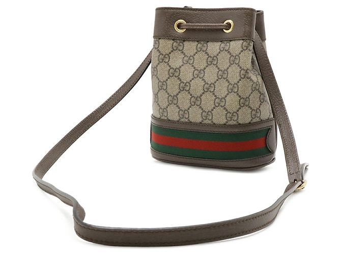 Borsa mini bucket Ophidia GG Supreme GUCCI Marrone Rosso Beige Verde - vista 3