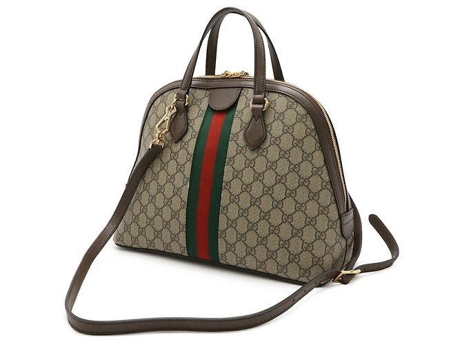 Borsa Gucci Ophidia GG Supreme Media Rosso Beige Verde Marrone scuro - vista 3