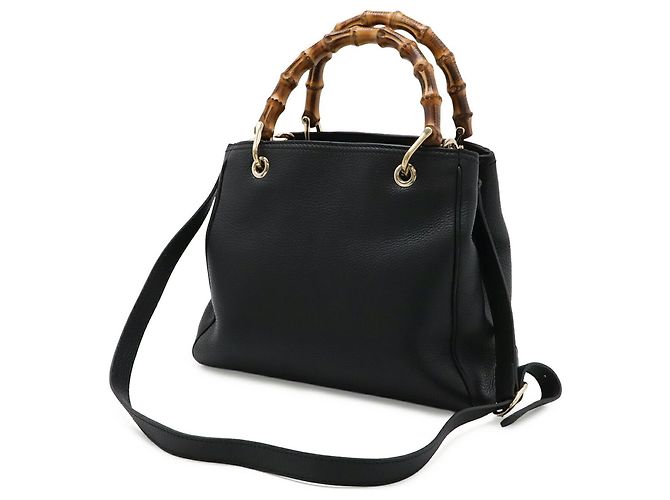 Borsa Shopper Piccola Gucci Bamboo Nero - vista 3