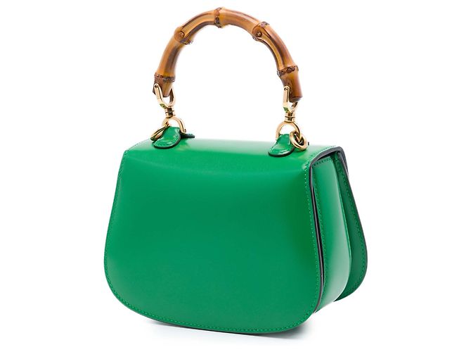 Bamboo Bolsa Gucci Mini em couro de bezerro verde 1947 com alça de bambu - vista 2