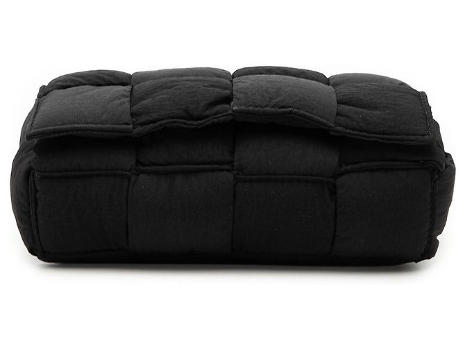 Borsa a tracolla Bottega Veneta Black Mini Nylon Intrecciato Padded Tech Cassette Nero - vista 3