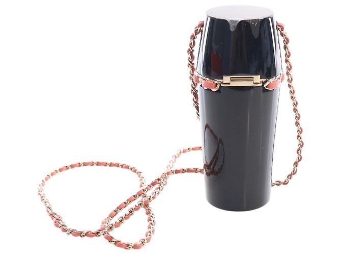 Chanel Black Lucite Lipstick Case On Chain - view 4