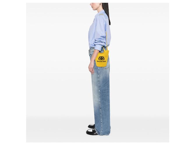 Borsa a secchiello Wave in tela gialla XS di Balenciaga Giallo - vista 7
