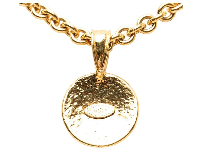 Collana con pendente rotondo Chanel Gold CC placcato oro D'oro - vista 2