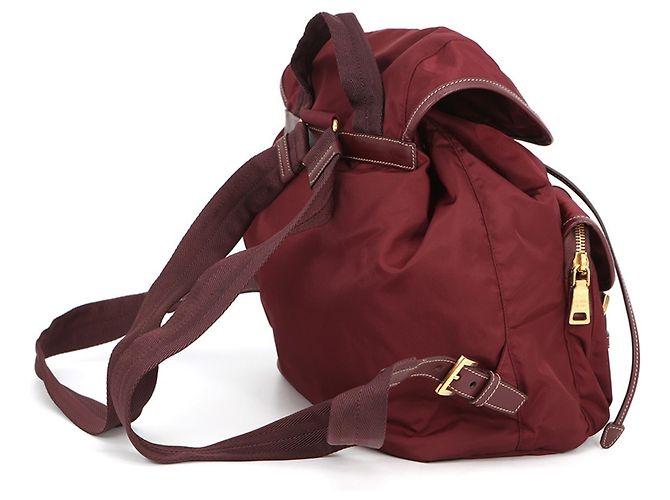 Saffiano Mochila Prada Triangle en Bordeaux Burdeos - vista 2
