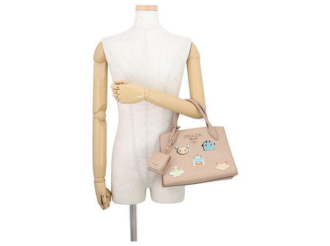 Saffiano Prada Handtasche Rosa Beige - Ansicht 4