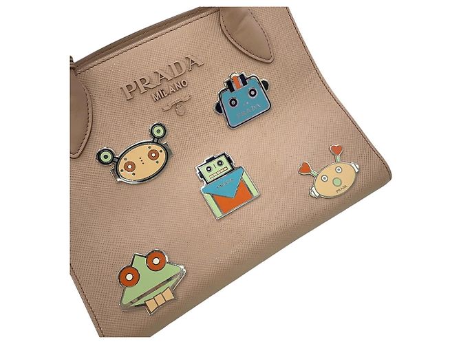 Saffiano Prada Handtasche Rosa Beige - Ansicht 7