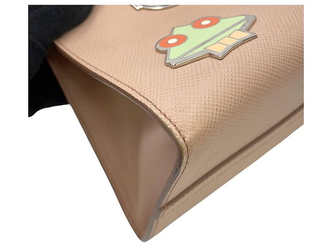 Saffiano Prada Handtasche Rosa Beige - Ansicht 8