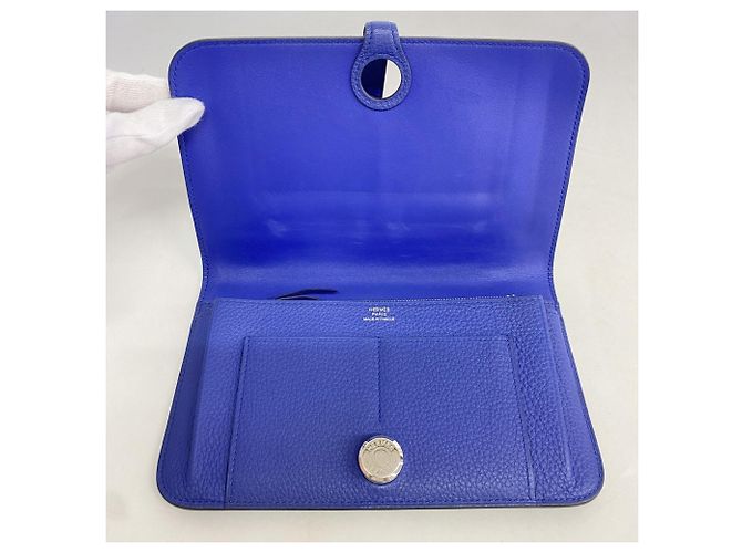 Hermès Cartera larga Dogon GM Hermes en Blue Electric Azul - vista 4