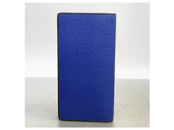 Louis Vuitton Taiga Portefeuille Brazza Long Wallet Blu - vista 7