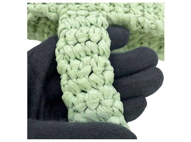 Prada Crochet Tote Bag aus grüner Raffia - Ansicht 8