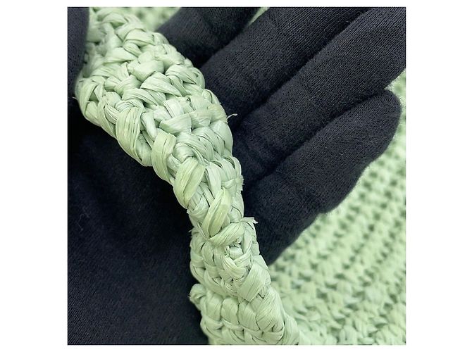 Prada Crochet Tote Bag aus grüner Raffia - Ansicht 9
