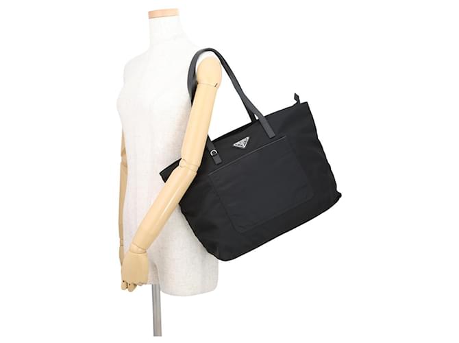 Borsa Tote Prada Saffiano Triangle Nero - vista 4