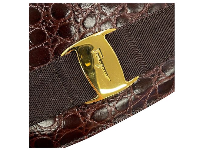 Borsa a mano in pelle Vara Salvatore Ferragamo Marrone - vista 12