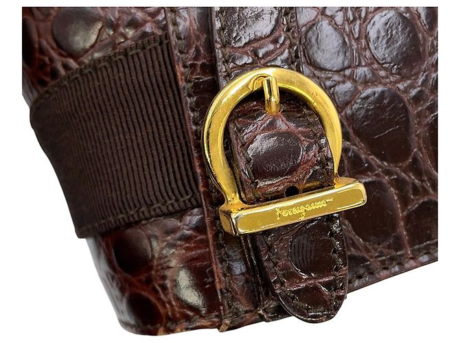 Borsa a mano in pelle Vara Salvatore Ferragamo Marrone - vista 13