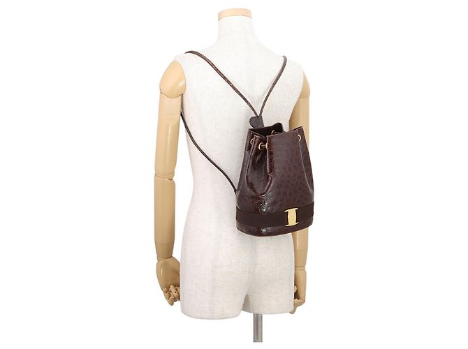 Borsa a mano in pelle Vara Salvatore Ferragamo Marrone - vista 4