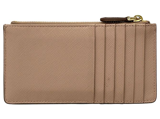 Prada Saffiano Leder Münzbeutel Beige - Ansicht 2