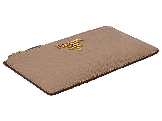 Prada Saffiano Leder Münzbeutel Beige - Ansicht 3