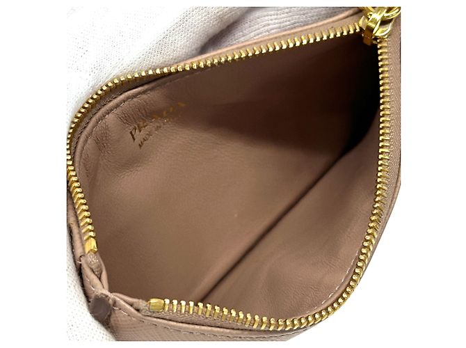 Prada Saffiano Leder Münzbeutel Beige - Ansicht 4