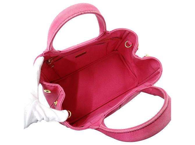 Tote Borsa mini in tela Canapa da donna Prada Rosa - vista 5