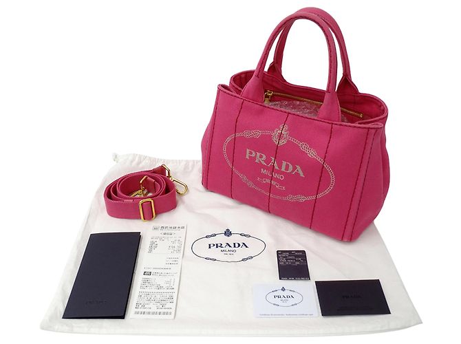 Tote Borsa mini in tela Canapa da donna Prada Rosa - vista 7